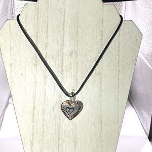 AEP# Italian Blown Glass w/ Sterling 925 & Black Cord Necklace